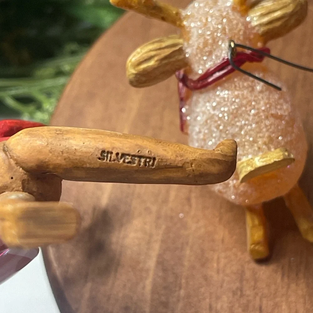 Wooden Reindeer and Skier Ornaments